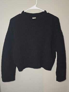 PacSun Black Fuzzy Oversized Crewneck Sweater